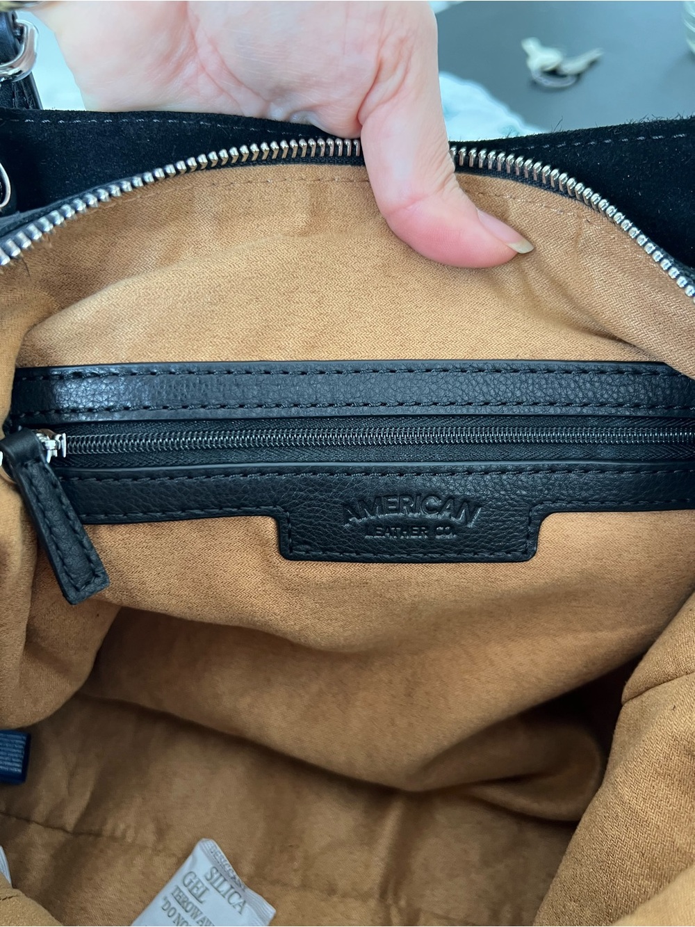 American Leather Co. Black Suede Studded Shoulder Bag - Picture 11 of 16